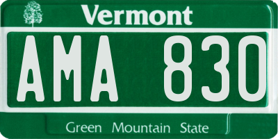 VT license plate AMA830