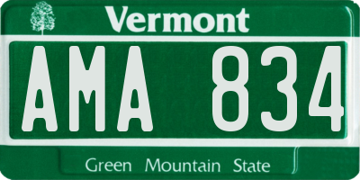 VT license plate AMA834