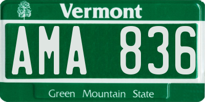 VT license plate AMA836