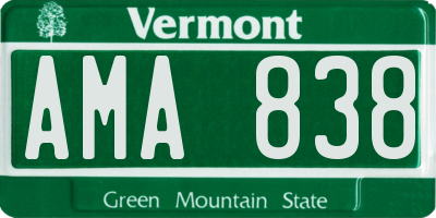 VT license plate AMA838