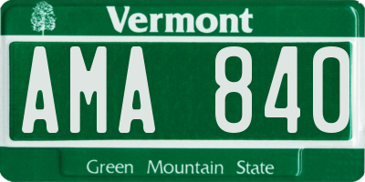 VT license plate AMA840