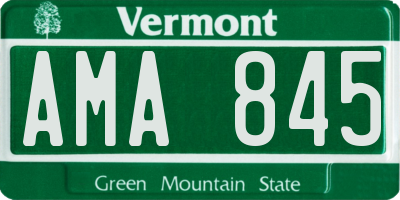 VT license plate AMA845