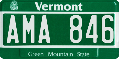 VT license plate AMA846