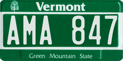 VT license plate AMA847