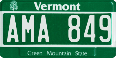 VT license plate AMA849