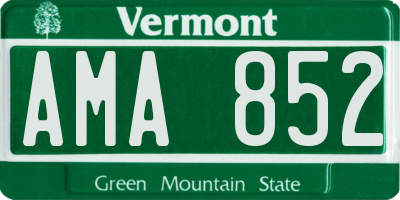 VT license plate AMA852