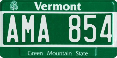 VT license plate AMA854