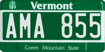 VT license plate AMA855