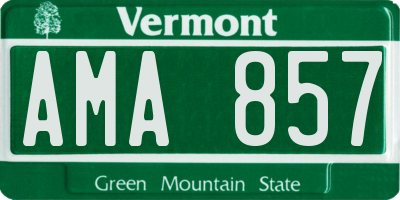 VT license plate AMA857
