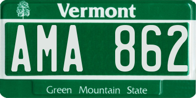 VT license plate AMA862