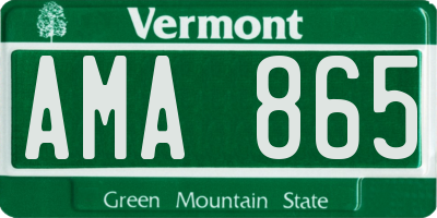 VT license plate AMA865