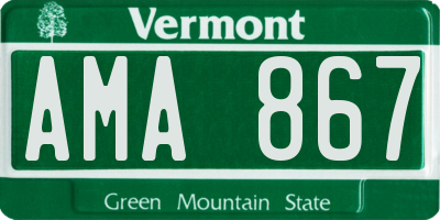 VT license plate AMA867