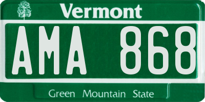 VT license plate AMA868