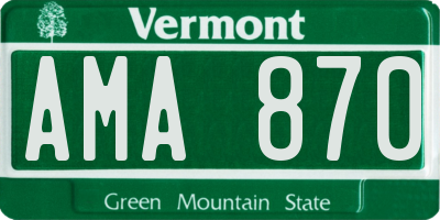 VT license plate AMA870