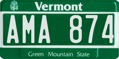 VT license plate AMA874