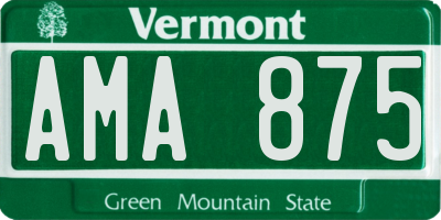 VT license plate AMA875
