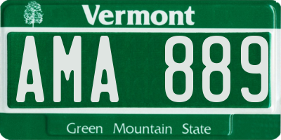 VT license plate AMA889