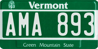 VT license plate AMA893