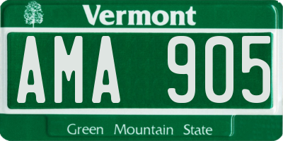 VT license plate AMA905