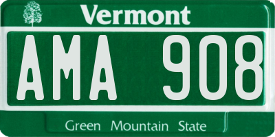 VT license plate AMA908