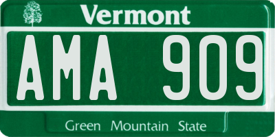 VT license plate AMA909