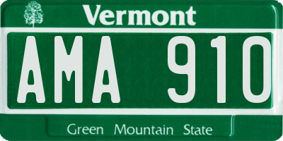 VT license plate AMA910