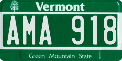 VT license plate AMA918