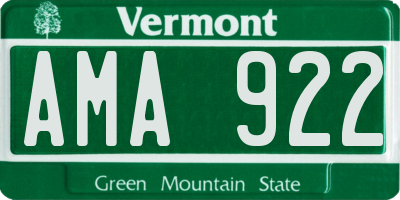VT license plate AMA922