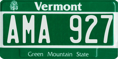 VT license plate AMA927