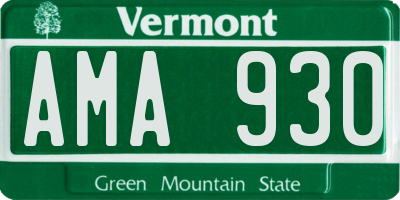 VT license plate AMA930