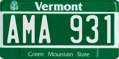 VT license plate AMA931
