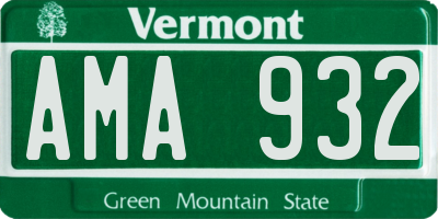 VT license plate AMA932