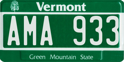 VT license plate AMA933