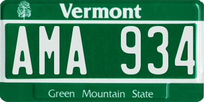 VT license plate AMA934