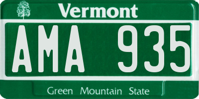 VT license plate AMA935