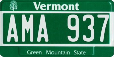 VT license plate AMA937