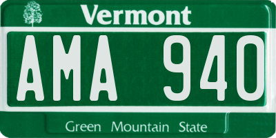 VT license plate AMA940