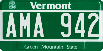 VT license plate AMA942