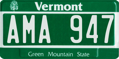 VT license plate AMA947