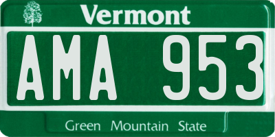 VT license plate AMA953