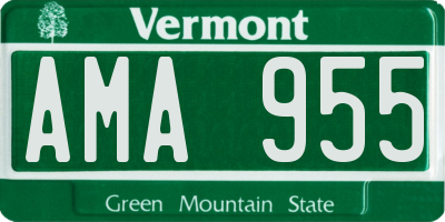 VT license plate AMA955