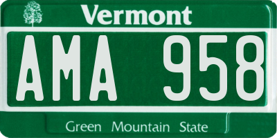 VT license plate AMA958