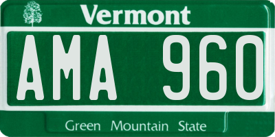 VT license plate AMA960