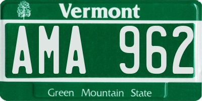 VT license plate AMA962