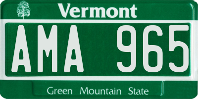 VT license plate AMA965