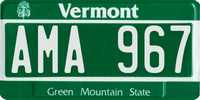 VT license plate AMA967