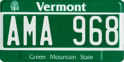 VT license plate AMA968