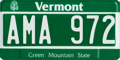 VT license plate AMA972