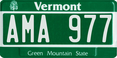 VT license plate AMA977