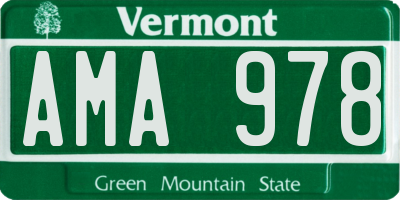 VT license plate AMA978